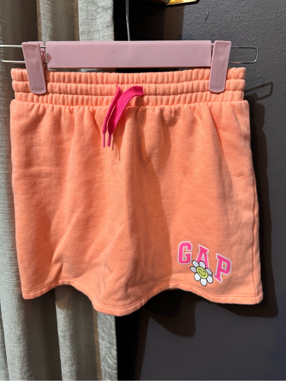 GAP Peach Skirt-Style Fleece Bottoms with Pink Drawstring